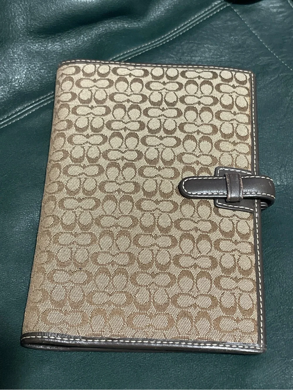 Vintage Coach Signature Canvas Medium Agenda Planner Cover Brown